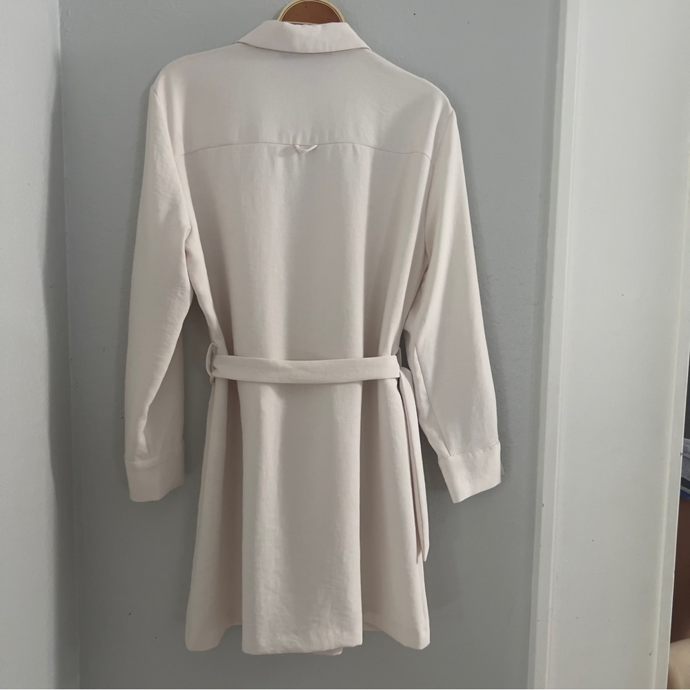 ZARA Women’s XL Gold Button Utility Belted Shirt Dress Ivory Cream Butter White - Picture 5 of 13